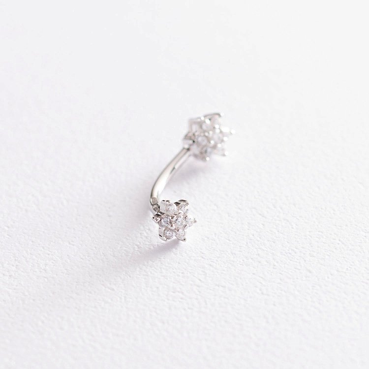 Серебряный пирсинг в пупок "Цветочки" 26010 от ювелирного магазина Оникс - 1