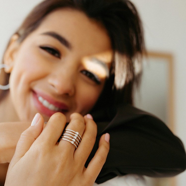 Золота каблучка з діамантами кб0303ca від ювелірного магазину Онікс - 3