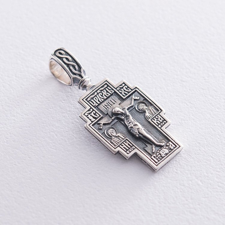 Серебряный крест "Распятие. Георгий Победоносец" 132994 от ювелирного магазина Оникс