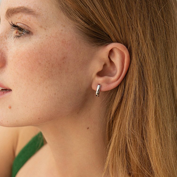 Серьги - кольца в белом золоте (овальные) с08108 от ювелирного магазина Оникс - 3