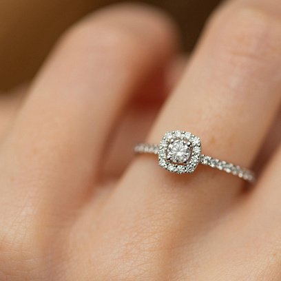 Кольцо с бриллиантами (белое золото) 239351121 №4