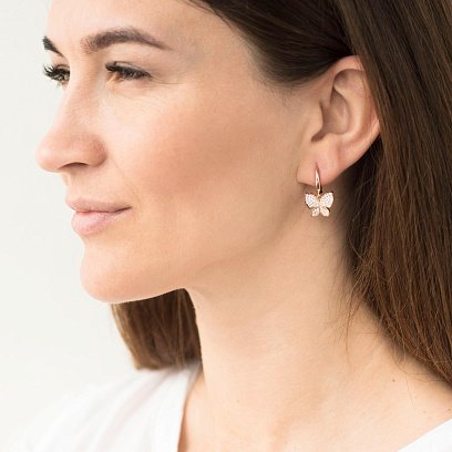 Золотые серьги с бабочками с05535 №3