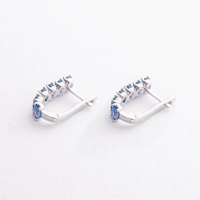 Серебряные серьги (кварц London Blue) 2483/1р-QLB №2