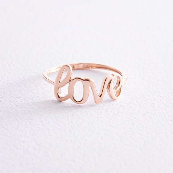Кольцо "Love" в красном золоте к07092 №4