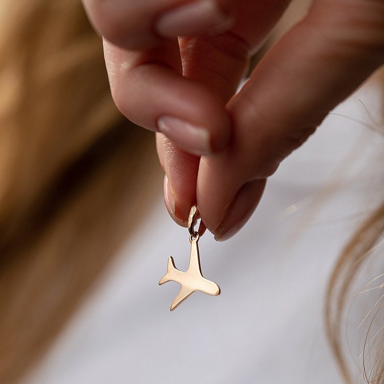 Золотая подвеска "Самолет" п02890 от ювелирного магазина Оникс - 3