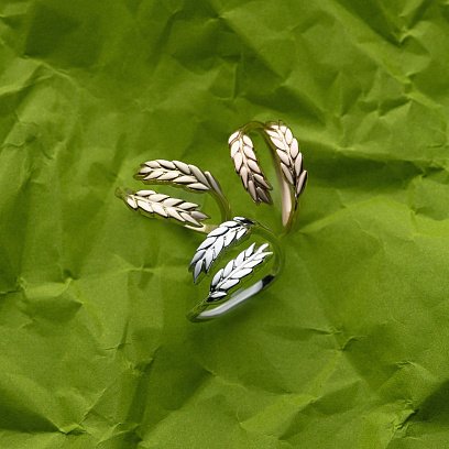 Кольцо "Колоски пшеницы" в желтом золоте к08048 №6