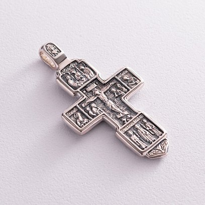 Серебряный православный крест "Распятие. Вход благоразумного разбойника в рай" (чернение) 13087 №4