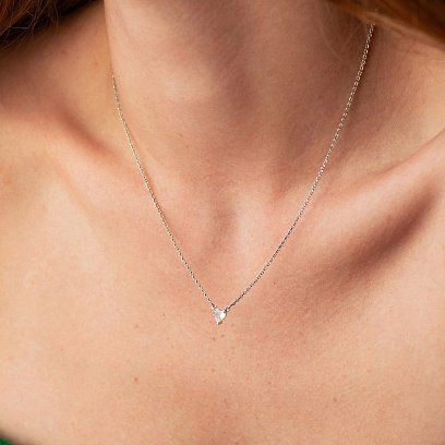 Серебряное колье "Сердечко" с фианитом 1121 №2