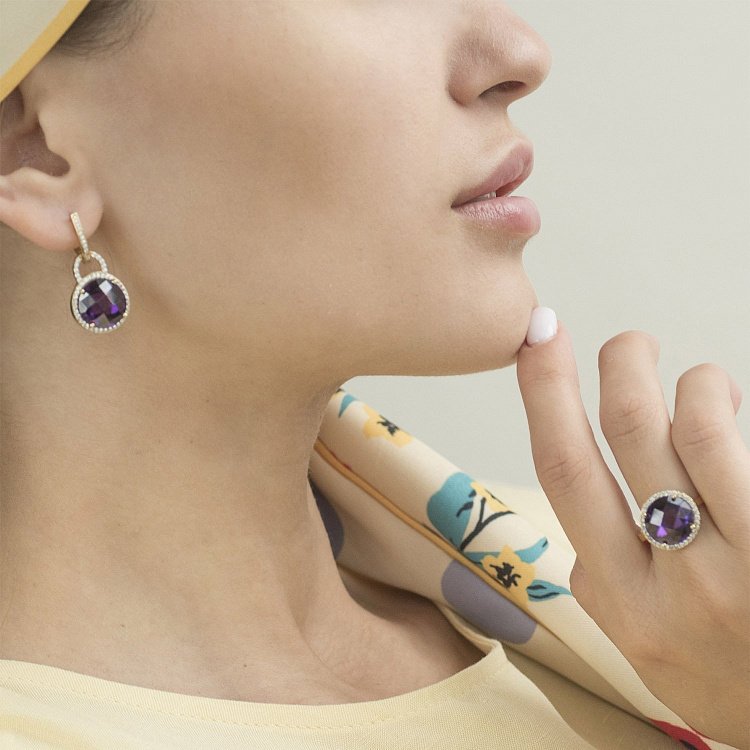 Кольцо из золота с фианитами к03873 от ювелирного магазина Оникс - 5