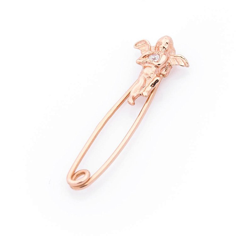 Золотая булавка "Ангелочек" с фианитами зак00084 от ювелирного магазина Оникс