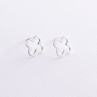 Сережки - пусети "Конюшина" в сріблі 122814 №2