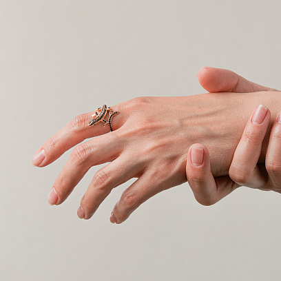 Каблучка "Ящірка" в червоному золоті (фіаніти) к04927 №4