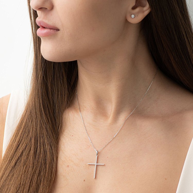 Золотий хрестик з діамантами DP9837-Bsl від ювелірного магазину Онікс - 2