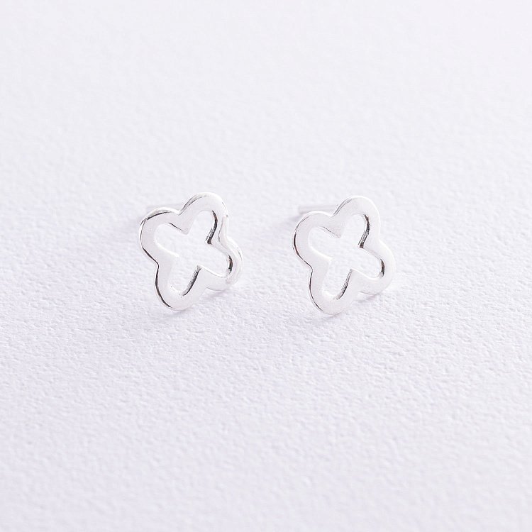 Сережки - пусети "Конюшина" в сріблі 122814 від ювелірного магазину Онікс - 1