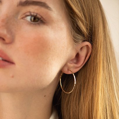 Сережки - кільця в жовтому золоті с08697 №4