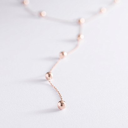 Колье - галстук 2 в 1 "Шарики" в красном золоте кол02066 №4