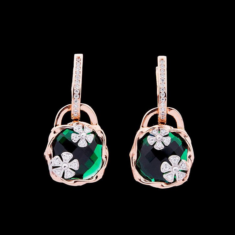 Золотые серьги с фианитом с03943 от ювелирного магазина Оникс - 2