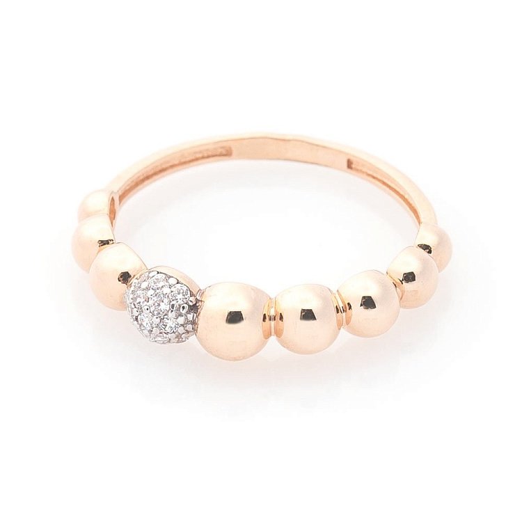 Золоте колечко "Кульки" з фіанітами к05823 від ювелірного магазину Онікс - 3