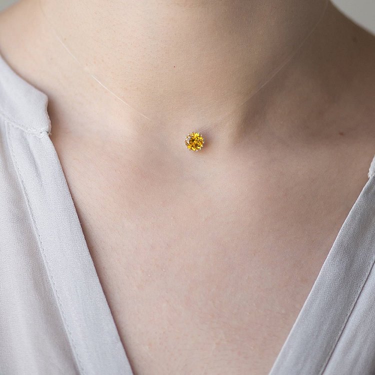 Камушек на леске (цитрин нано, 6 мм) 18527 от ювелирного магазина Оникс