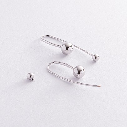 Сережки "Натхнення" з кульками (біле золото) с08370 №5