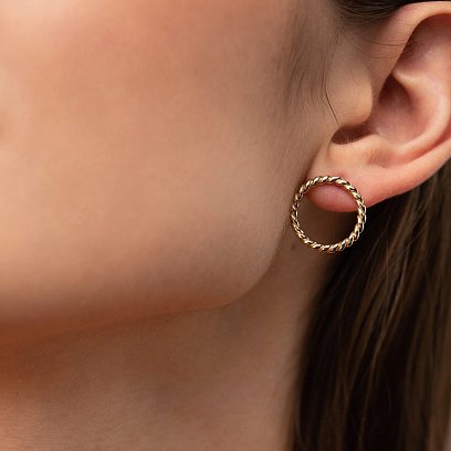 Сережки - пусети "Тріана" у жовтому золоті с08282 №2