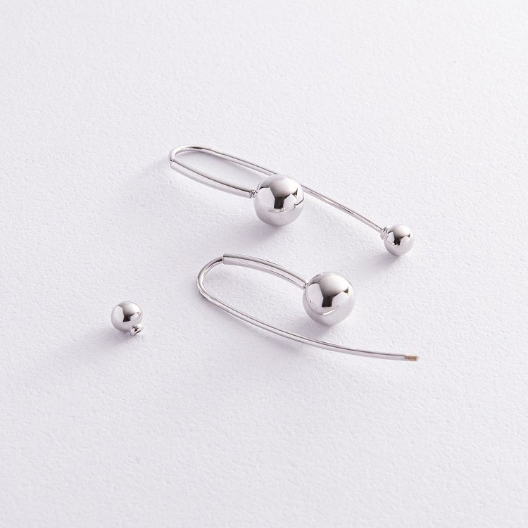 Сережки "Натхнення" з кульками (біле золото) с08370 від ювелірного магазину Онікс - 4