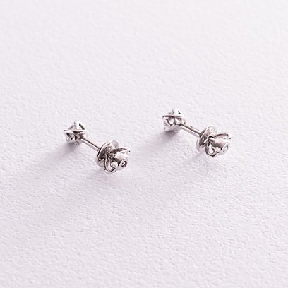 Золоті сережки - пусети з фіанітами с02891 №3