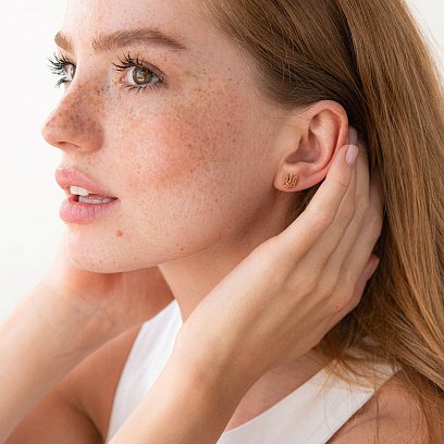 Золотые серьги - пусеты "Герб Украины - Тризуб" с07958 №7