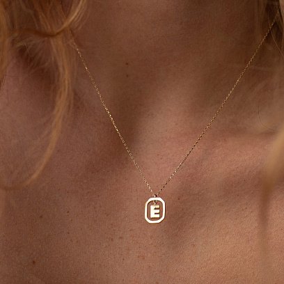 Колье с буквой "Е" в желтом золоте кол02463Е №4
