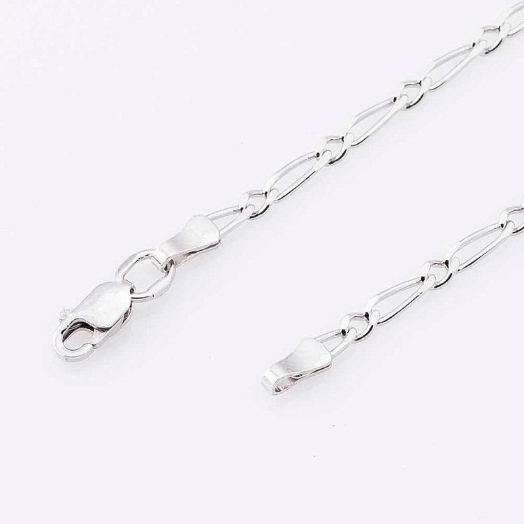 Серебряная родированная цепочка плетение Фигаро 1+1 Р010992 - 1 Серебряная родированная цепочка плетение Фигаро 1+1 Р010992 от ювелирного магазина Оникс - 1