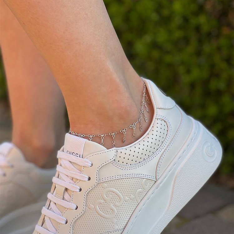 Срібний браслет "Крапельки" на ногу 14865 від ювелірного магазину Онікс - 3