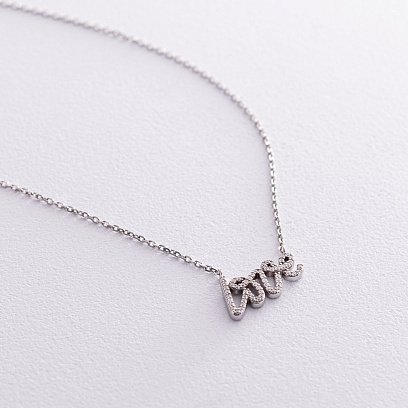 Серебряное колье "Love" с фианитами 1101