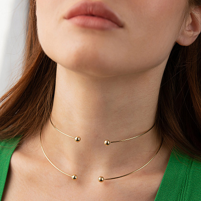 Кольє - чокер "Demi" (жовте золото) з кульками кол02614 №8