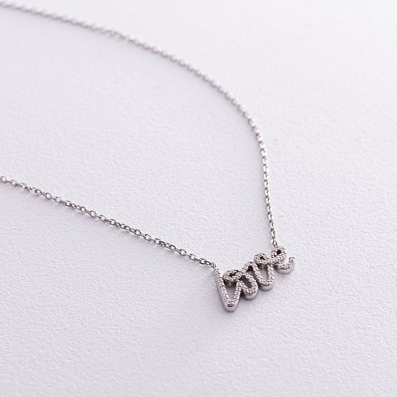 Серебряное колье "Love" с фианитами 1101