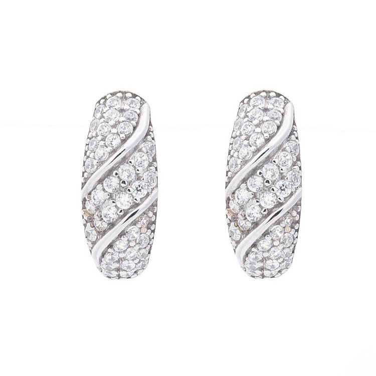 Золотые серьги с фианитами с01562 от ювелирного магазина Оникс - 2