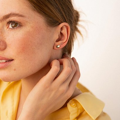 Золоті сережки "Серця" з фіанітами с03511 №2