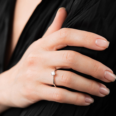 Помолвочное золотое кольцо с бриллиантом кб0694м №2