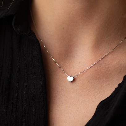 Колье "Сердечко" в белом золоте кол01253 №5