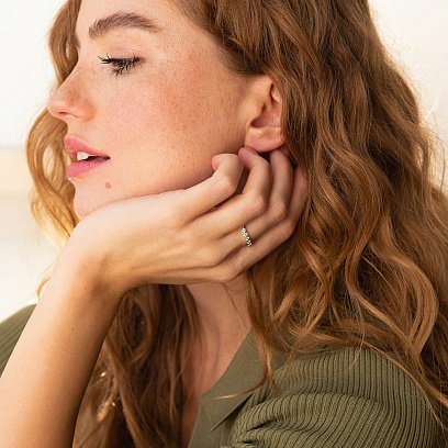 ?Золота каблучка з доріжкою каменів (діаманти) кб0459ca №5