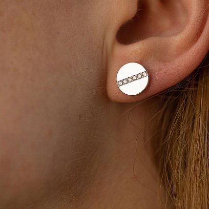 Серьги - пусеты с бриллиантами (белое золото) 334941121 №4