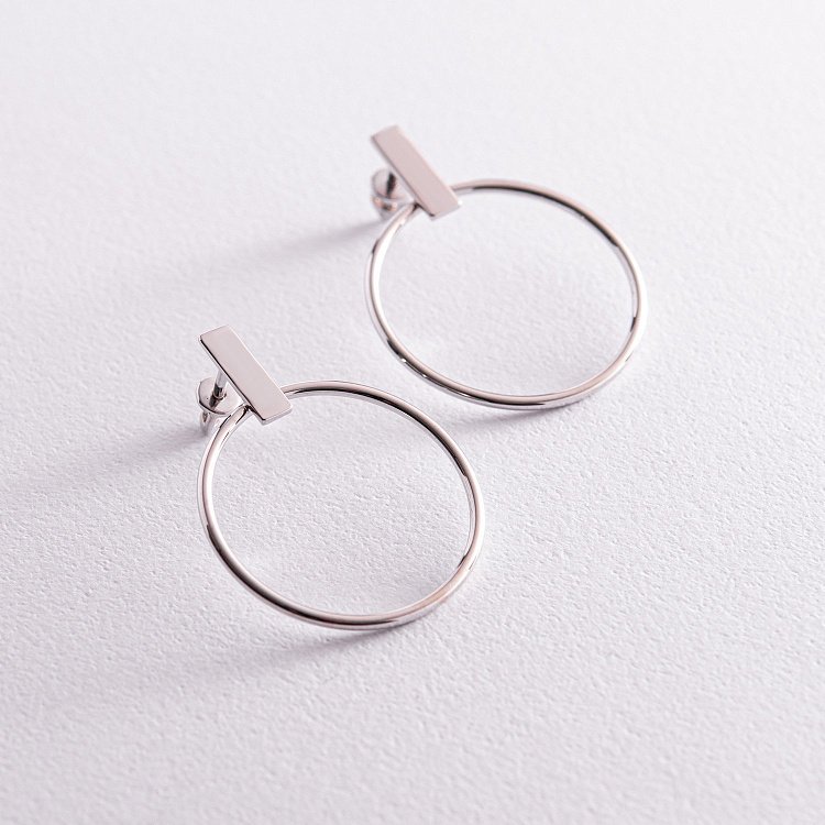 Сережки - пусети "Впевненість" у білому золоті с07883 від ювелірного магазину Онікс - 5