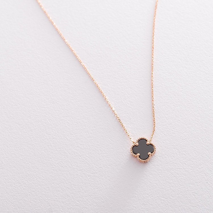 Золоте кольє "Конюшина" (онікс) кол01661 від ювелірного магазину Онікс - 4