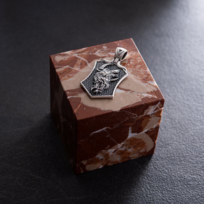 Серебряный кулон "Волк воет на луну" 376 №6