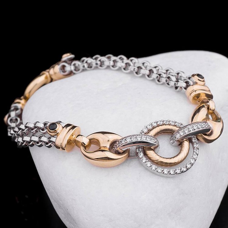 Женский браслет из желтого и белого золота б00817ж от ювелирного магазина Оникс - 2