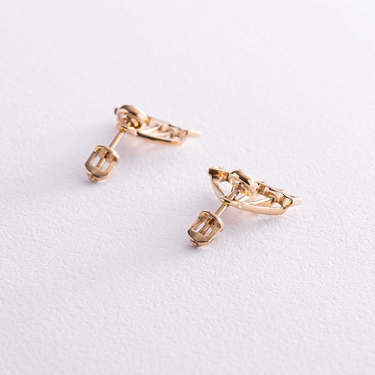 Сережки - джекети "Фріда" у жовтому золоті с07931 від ювелірного магазину Онікс - 4