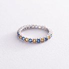Кольцо с дорожкой голубых и желтых камней (белое золото) 815б от ювелирного магазина Оникс - 2