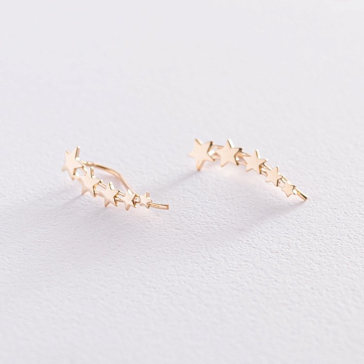 Сережки - клаймбери "Зірочки" в жовтому золоті с07392 від ювелірного магазину Онікс - 3