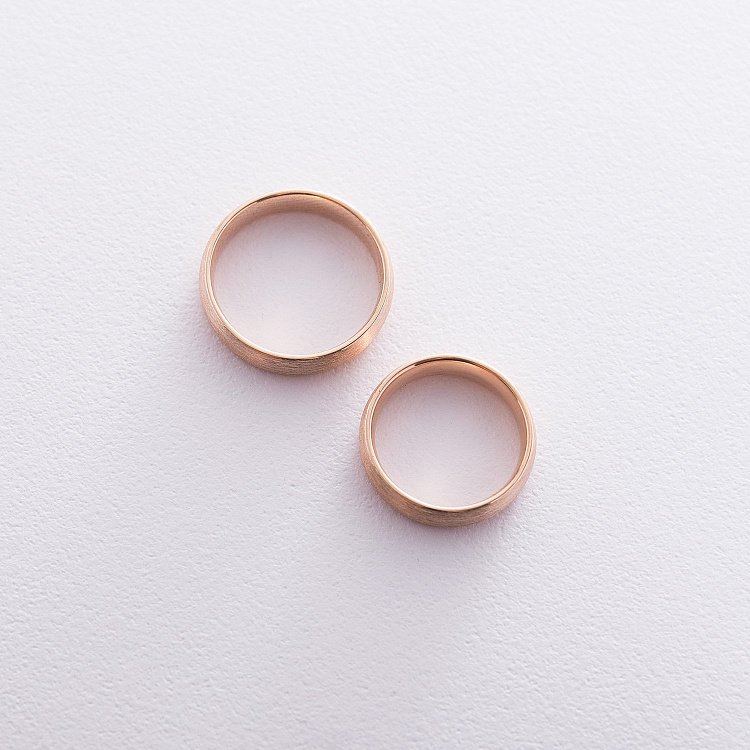 Золотое обручальное кольцо 5 мм (матовое) обр00405 от ювелирного магазина Оникс - 1