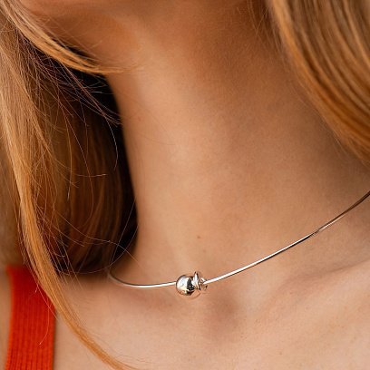 Колье - чокер "Adele" в серебре с шариком (8 мм) 181316 №3