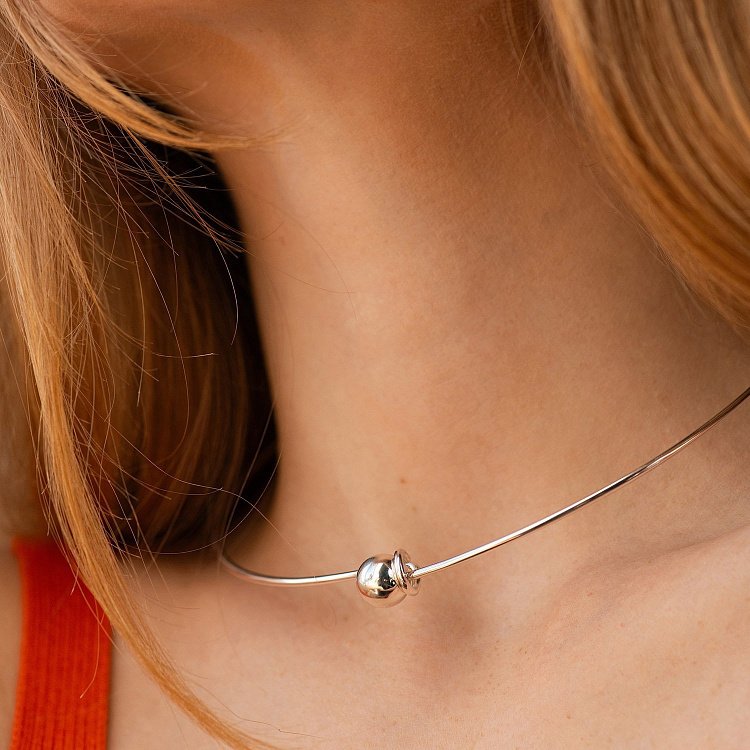 Колье - чокер "Adele" в серебре с шариком (8 мм) 181316 от ювелирного магазина Оникс - 4